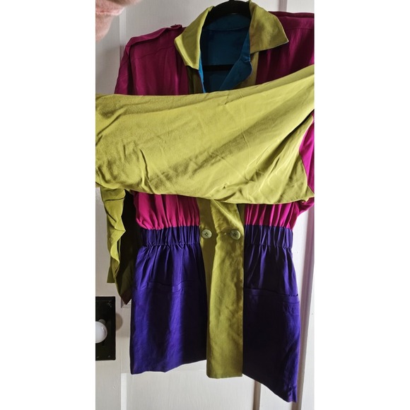 VTG Linda Allard for ELLEN TRACY Hongkong made woman Sz 4 Silk neon jacket - Picture 3 of 16